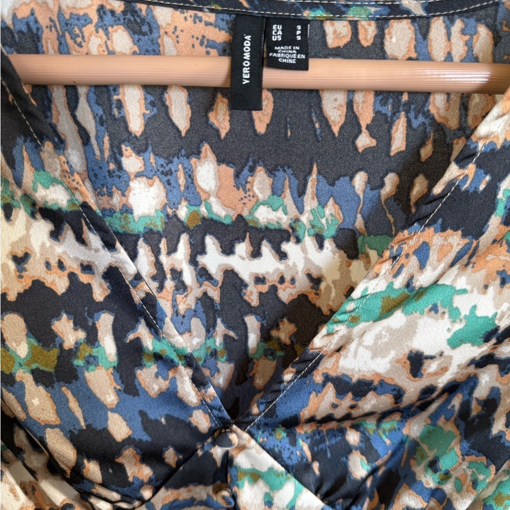 Vero Moda Multicolor Abstract Blouse S - Picture 3 of 8